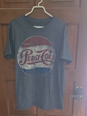 3 For $40 Pepsi Vintage Logo Short Sleeve Tee in Dark Gray with Red & Blue Logo